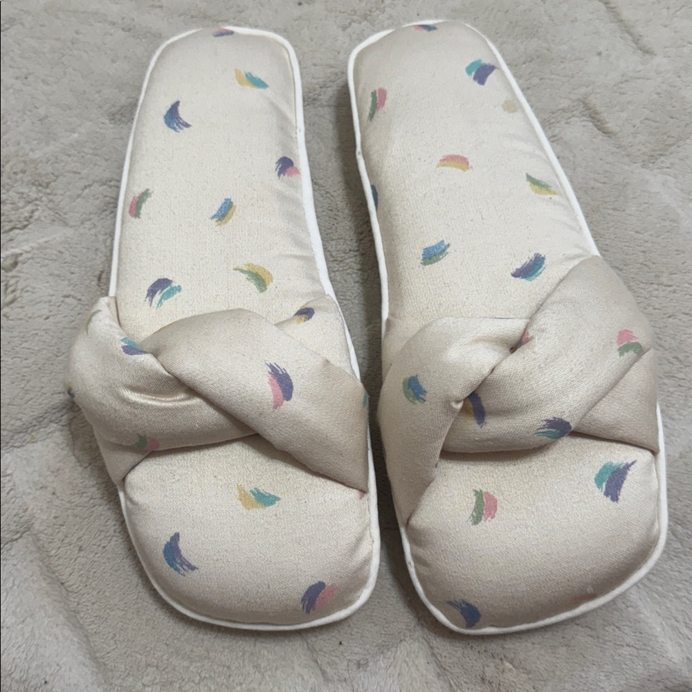 Vintage Knot Twist Slip on Peep Toe Bedroom House Slipper Size M 7-8 Women